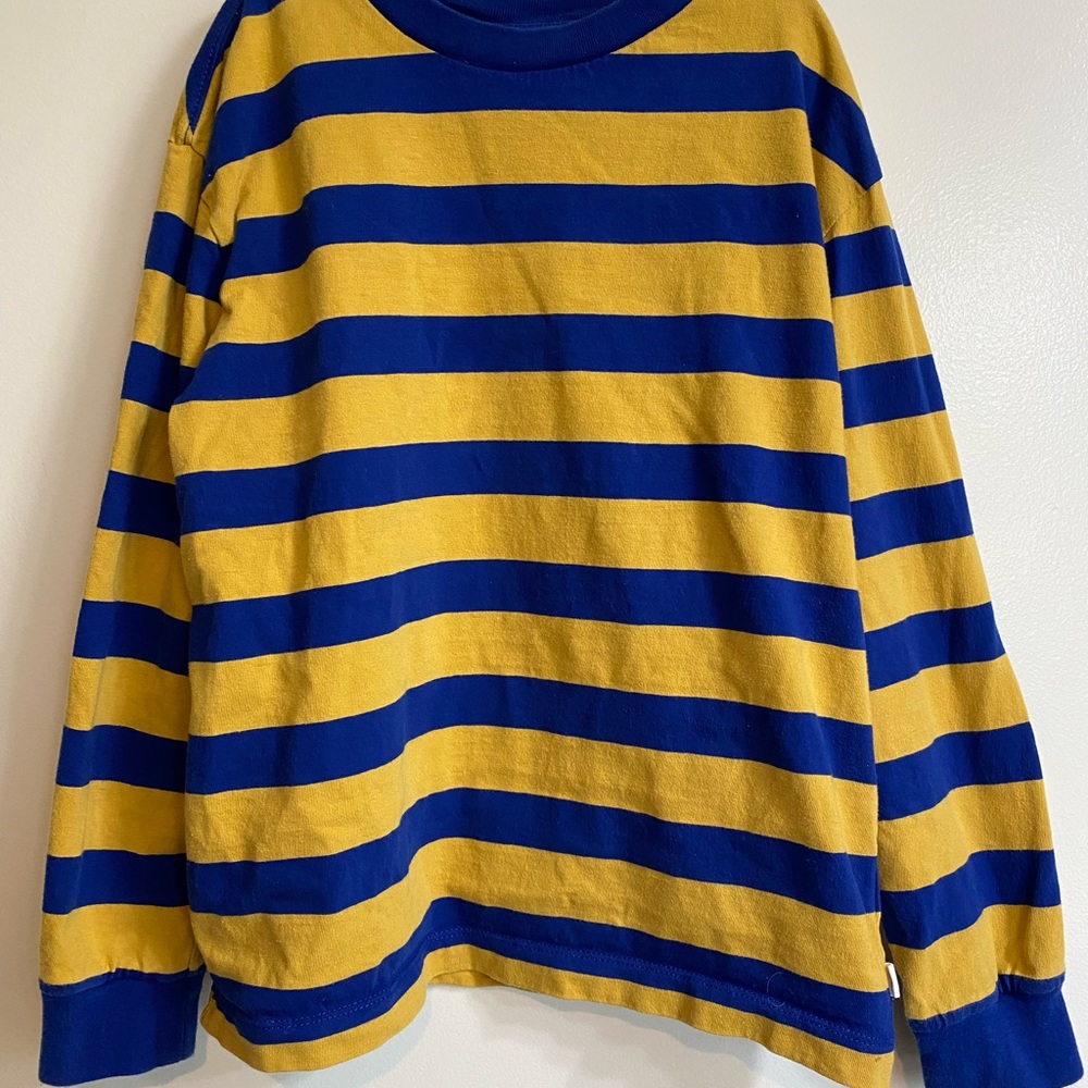 GAP Kids Blue and Yellow Striped Long Sleeve Tee